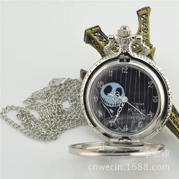 Cross Mirror Pocket Watch Necklace with Ghost Head Design — feature 18