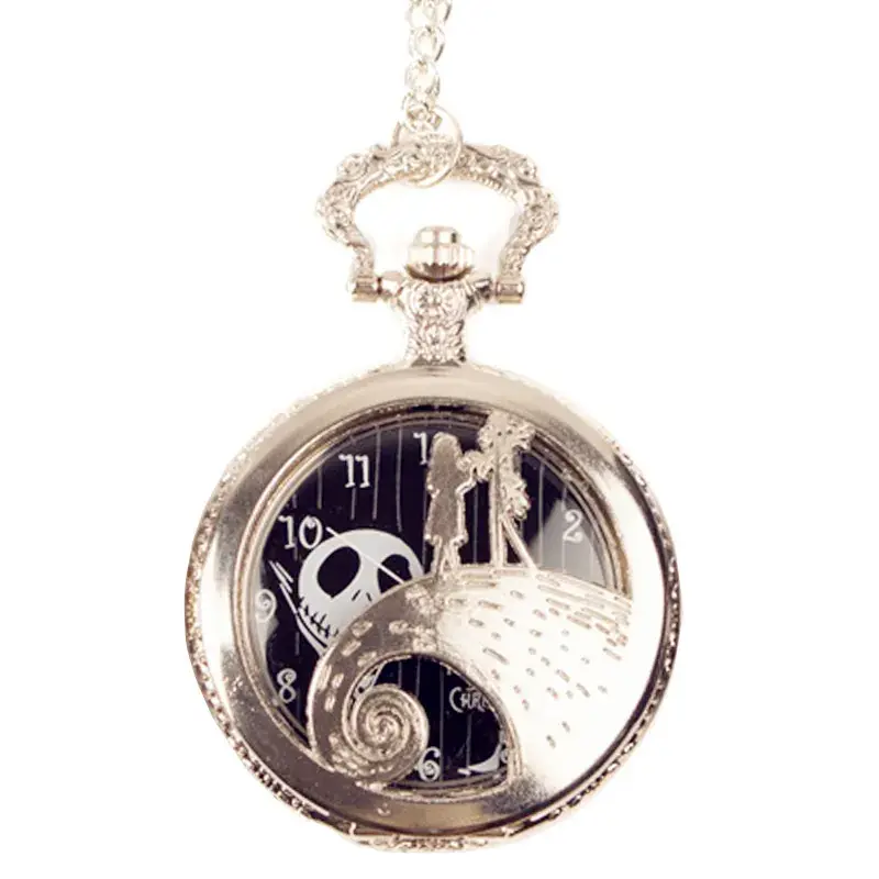Cross Mirror Pocket Watch Necklace with Ghost Head Design — feature 19