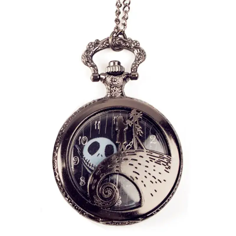 Cross Mirror Pocket Watch Necklace with Ghost Head Design — feature 20