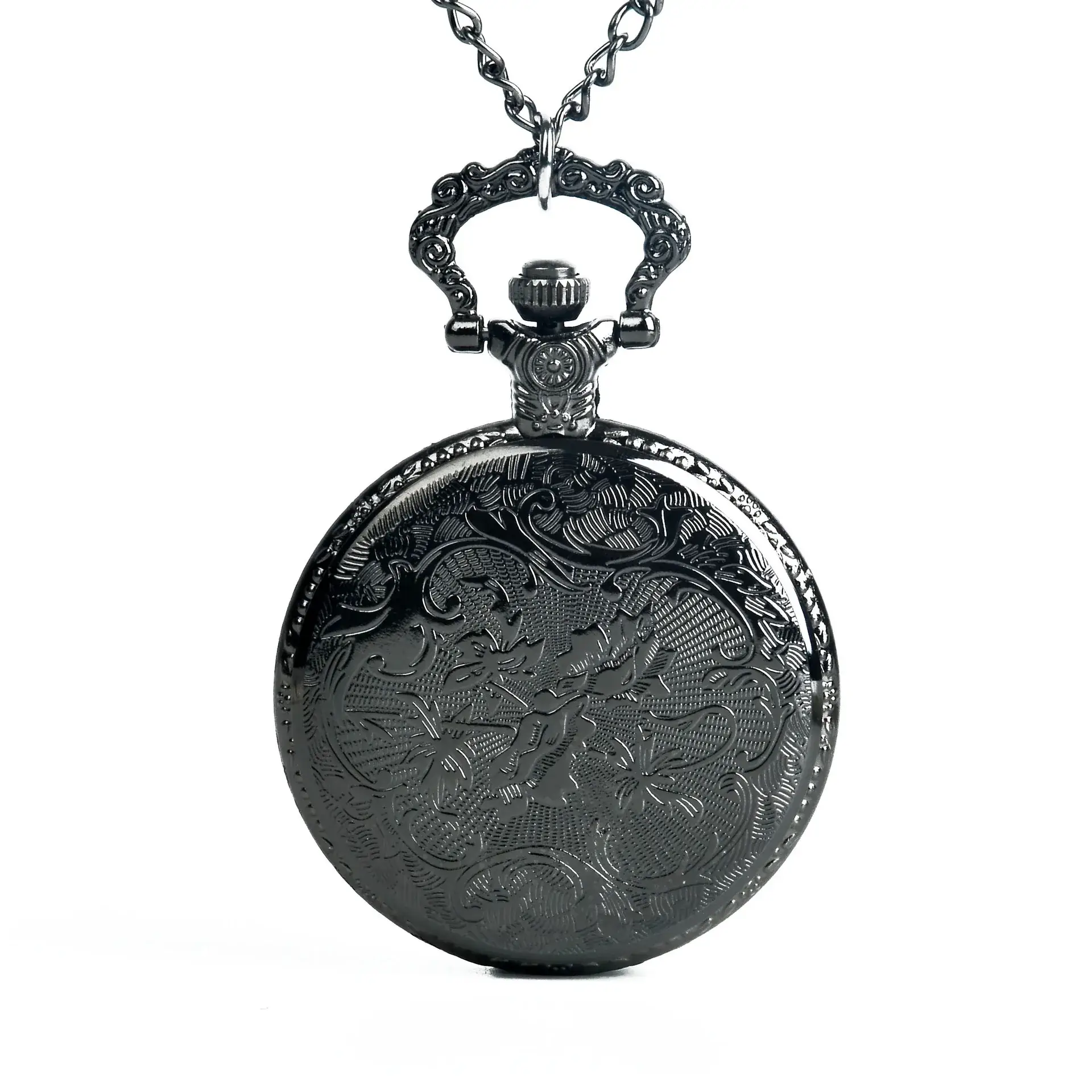 Cross Mirror Pocket Watch Necklace with Ghost Head Design — feature 3