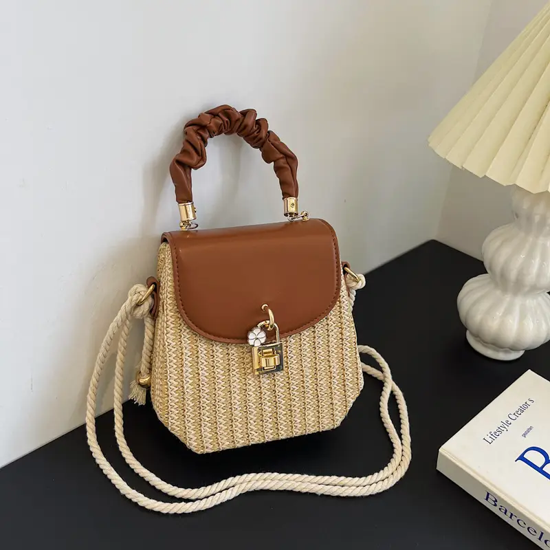 Women's Straw Crossbody Bag Brown 2023 - Image 4