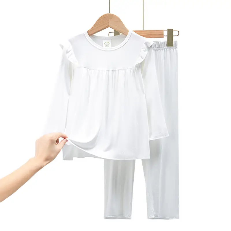 Girls' White Long Sleeve Pajama Set Medium to XL - Image 10