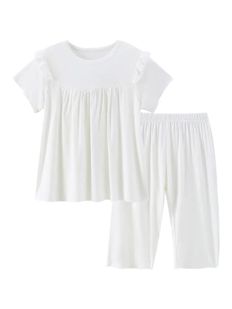 Girls' White Long Sleeve Pajama Set Medium to XL - Image 3