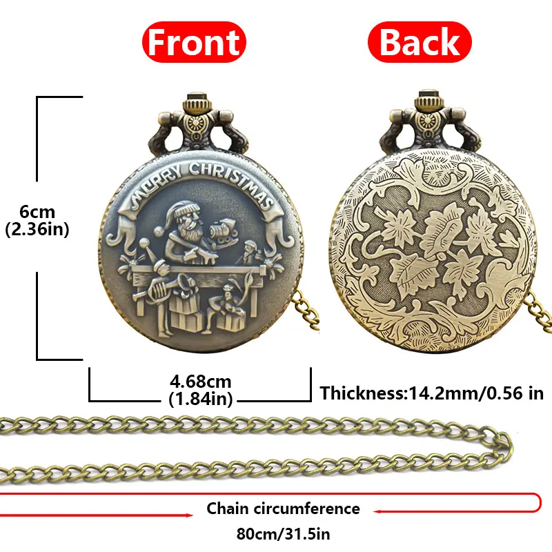 Retro Quartz Pocket Watch with Santa Design — feature 11