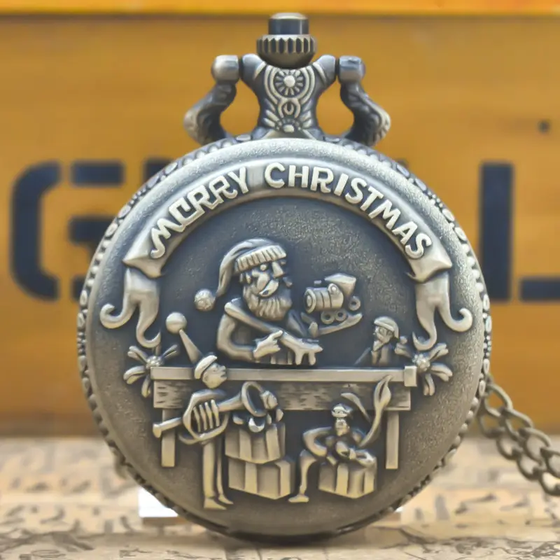 Retro Quartz Pocket Watch with Santa Design — feature 4