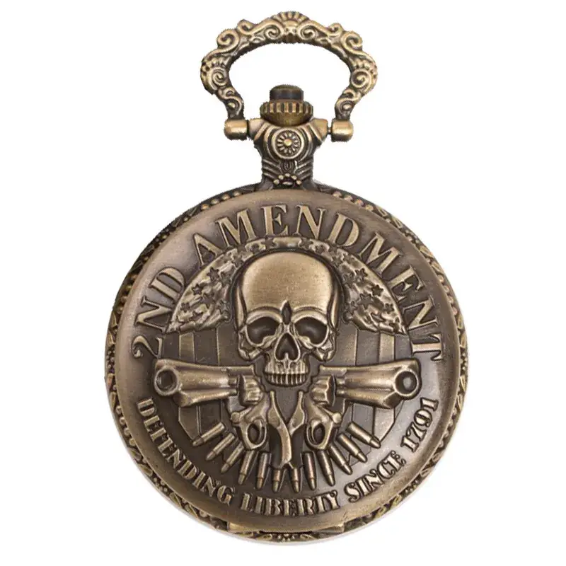 Double Gun Ghost Retro Flip Necklace Large Pocket Watch Europe USA - Image 4