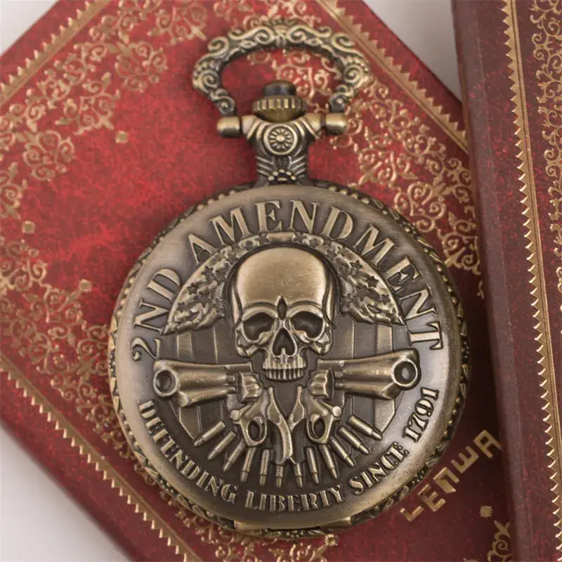 Double Gun Ghost Retro Flip Necklace Large Pocket Watch Europe USA — feature 3