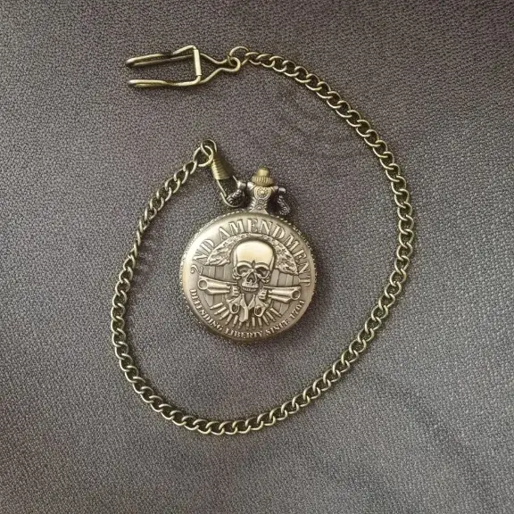 Double Gun Ghost Retro Flip Necklace Large Pocket Watch Europe USA - Image 2
