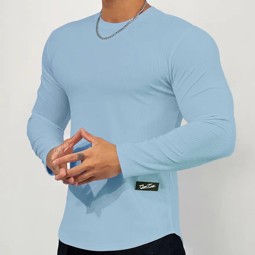 Men's Black Elastic Long Sleeve Training Top - Image 3