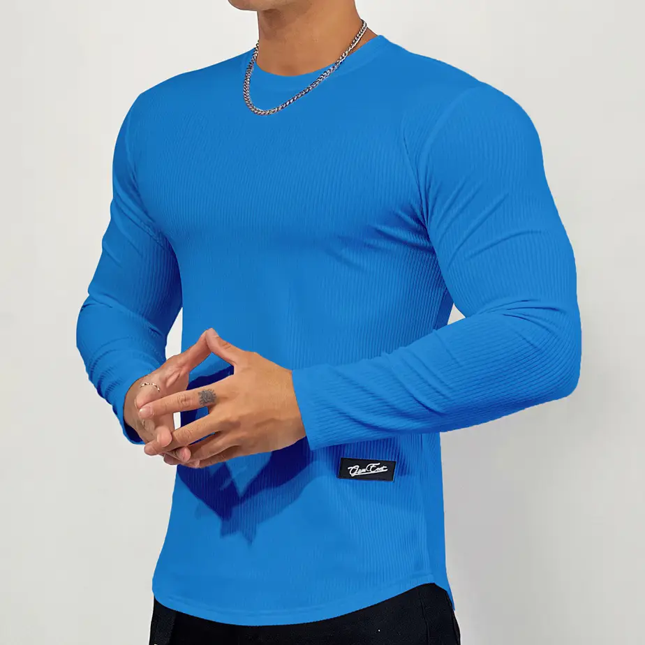 Men's Black Elastic Long Sleeve Training Top — feature 19