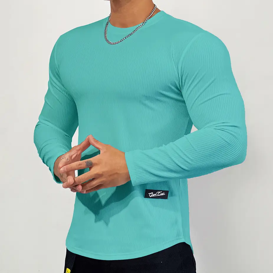 Men's Black Elastic Long Sleeve Training Top — feature 21