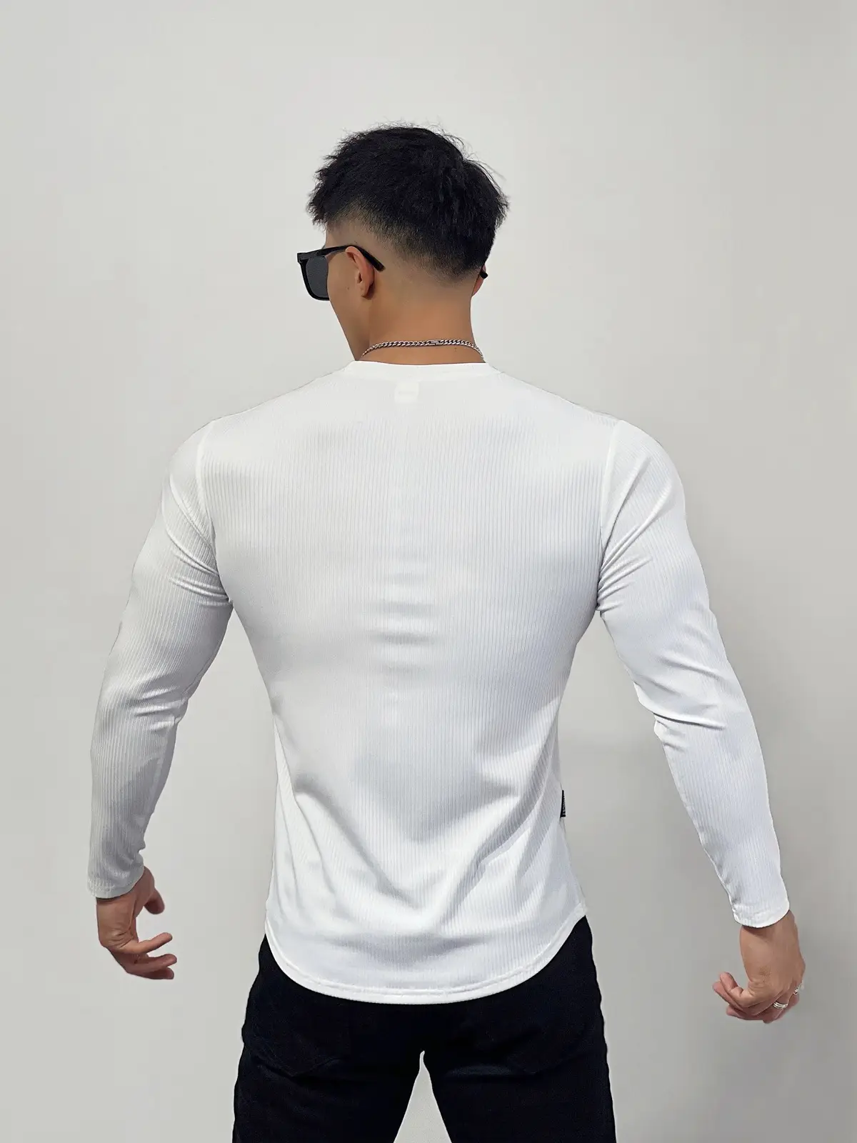 Men's Black Elastic Long Sleeve Training Top — feature 9