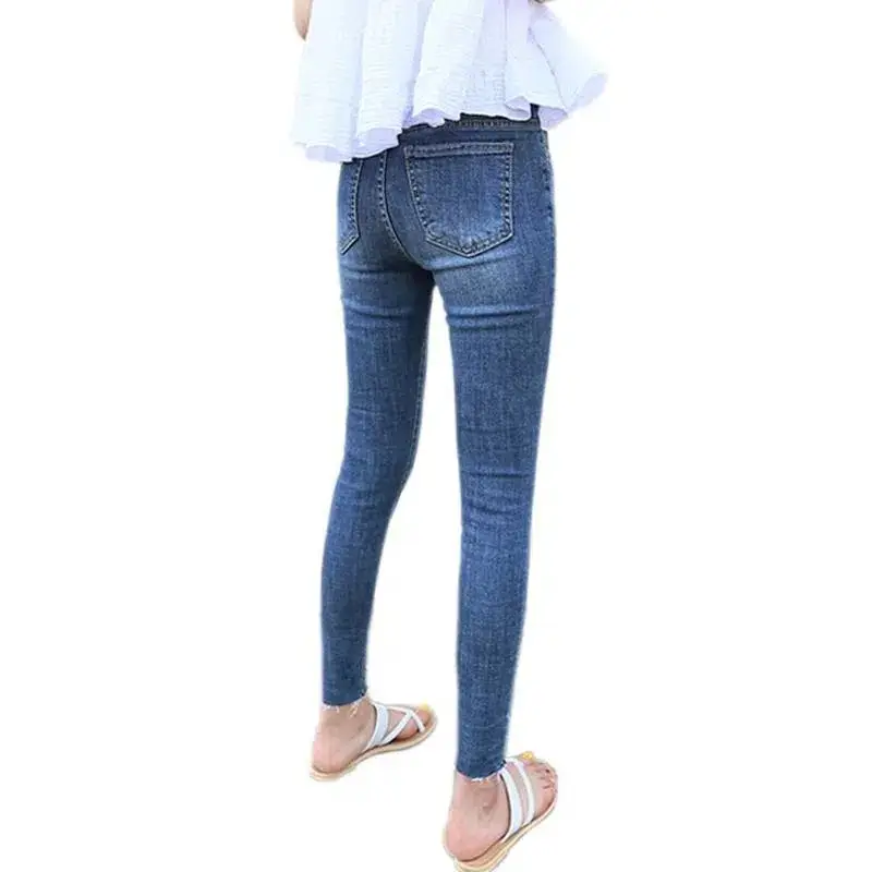 Jeans for Women, Elastic, Spring, Autumn and Summer, High-Waisted, Slim, Tall, Versatile, Tight-Fitting, Nine-Point Pencil Pants for Small Feet