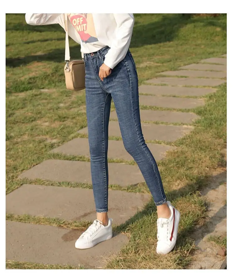 Jeans for Women, Elastic, Spring, Autumn and Summer, High-Waisted, Slim, Tall, Versatile, Tight-Fitting, Nine-Point Pencil Pants for Small Feet — feature 15