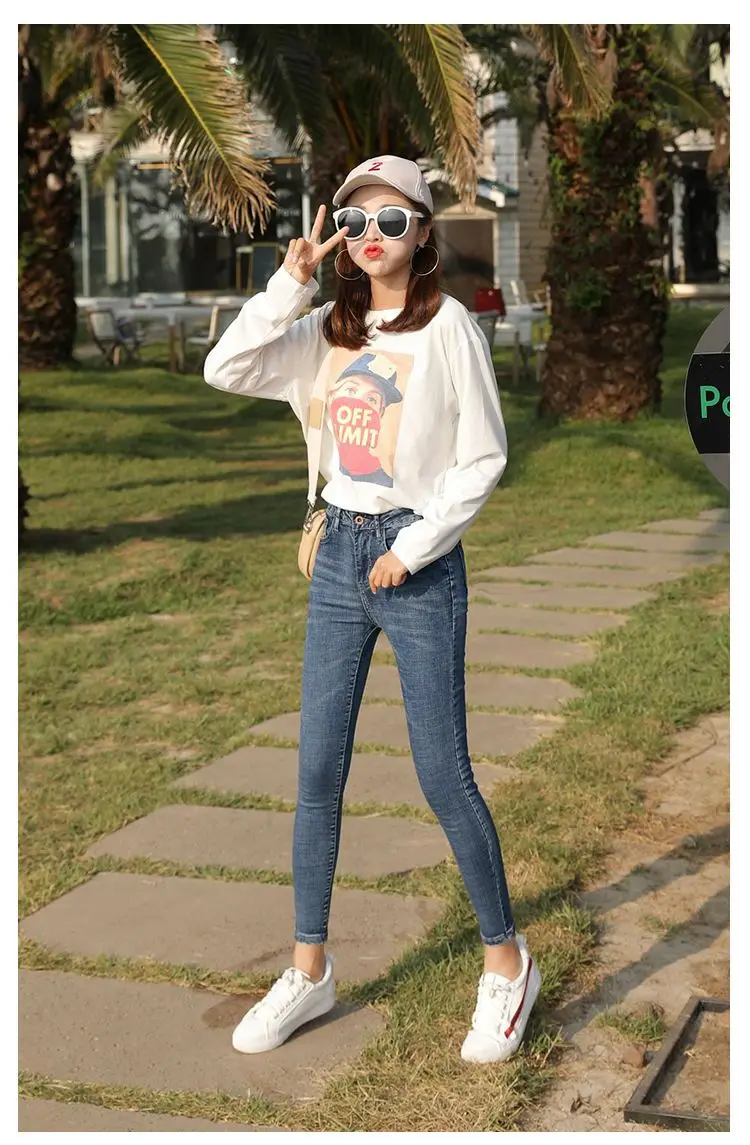 Jeans for Women, Elastic, Spring, Autumn and Summer, High-Waisted, Slim, Tall, Versatile, Tight-Fitting, Nine-Point Pencil Pants for Small Feet — feature 16