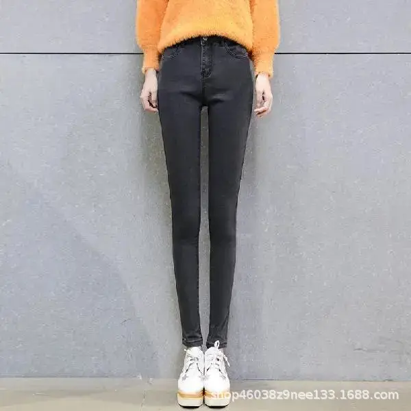 Jeans for Women, Elastic, Spring, Autumn and Summer, High-Waisted, Slim, Tall, Versatile, Tight-Fitting, Nine-Point Pencil Pants for Small Feet