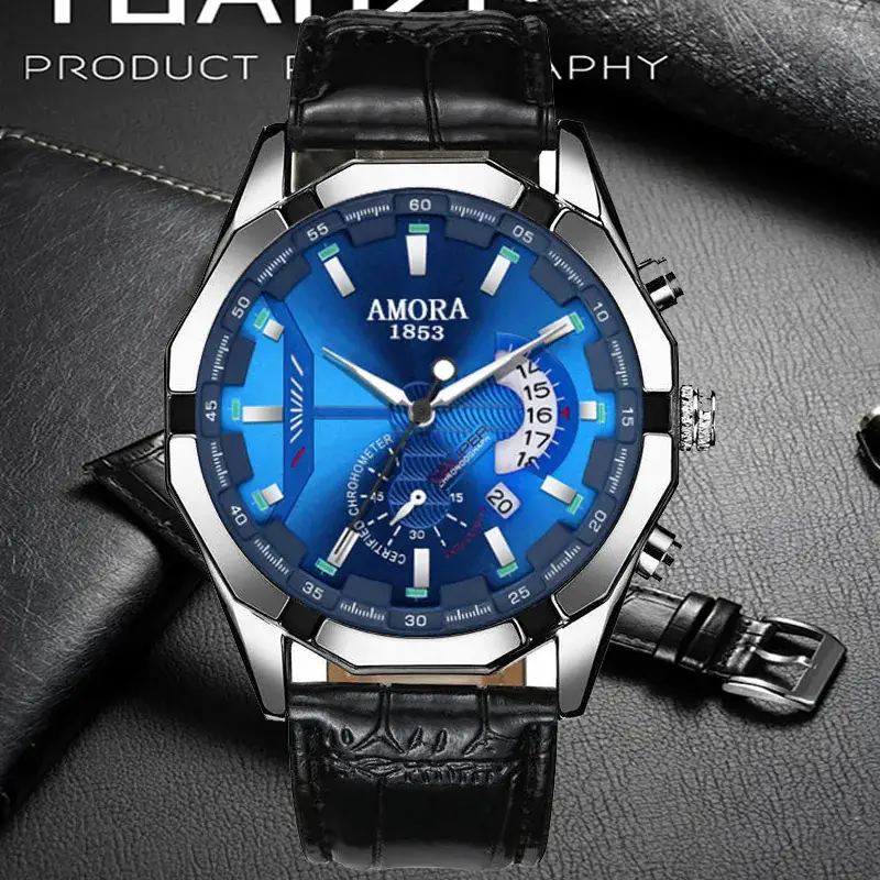 Men's Korean Fashion Quartz Watch with Calendar & Luminous Dial