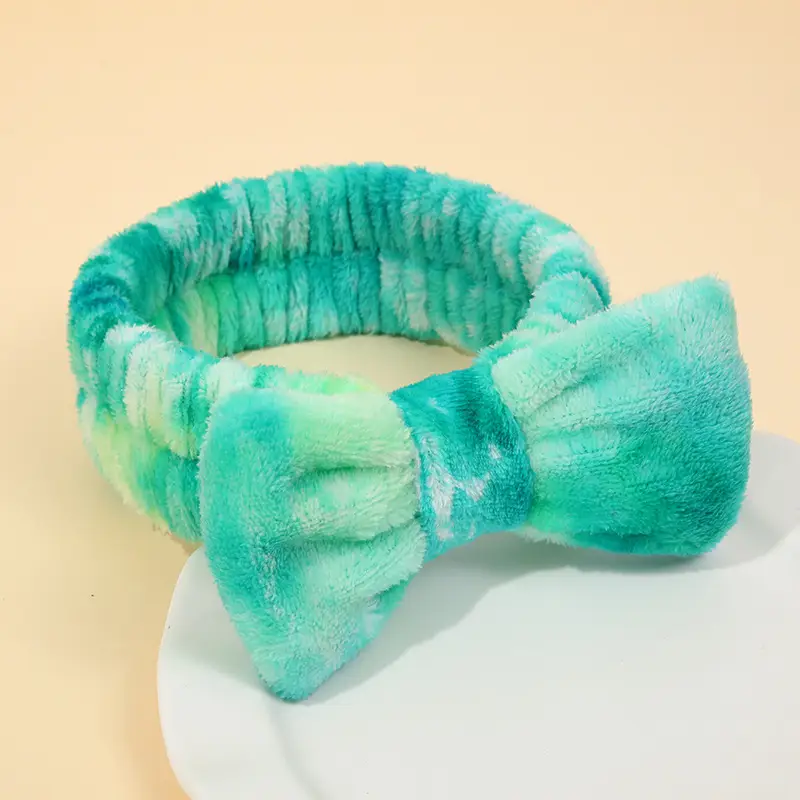 Flannel Bow Hair Bands Gradient Rainbow Women's Face Spa — feature 12