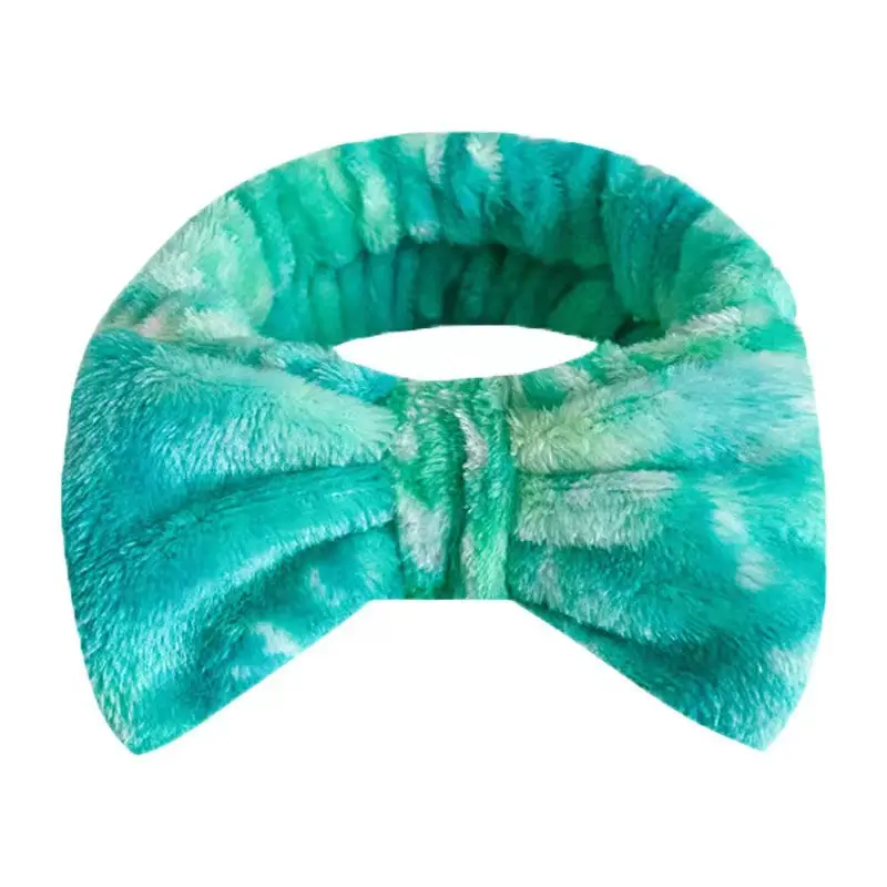 Flannel Bow Hair Bands Gradient Rainbow Women's Face Spa