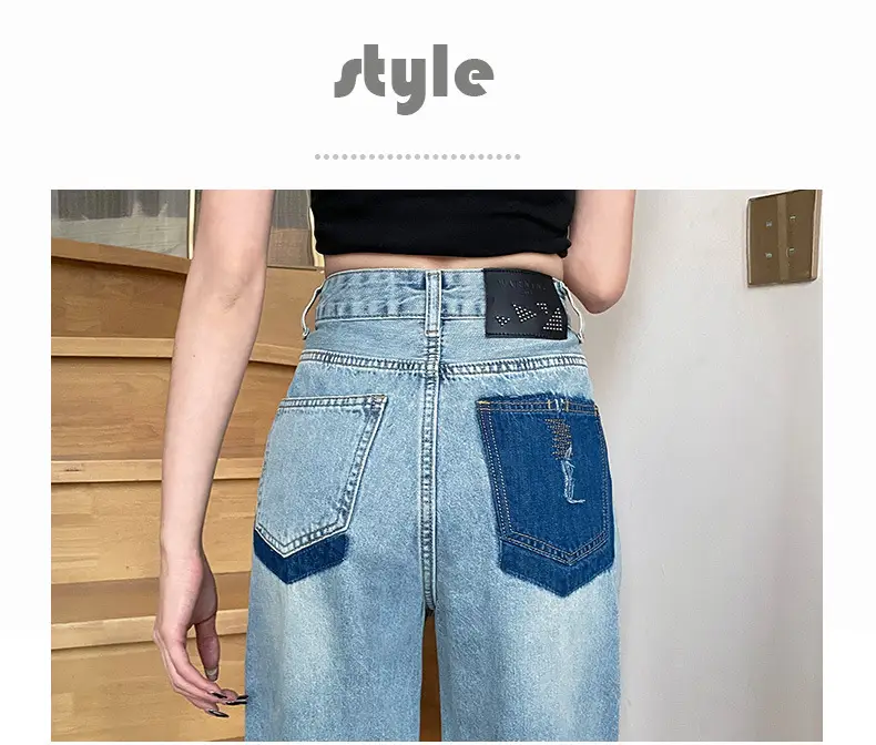 Women Wide Leg Jeans High Waist Slimming Blue 185-165cm — feature 25