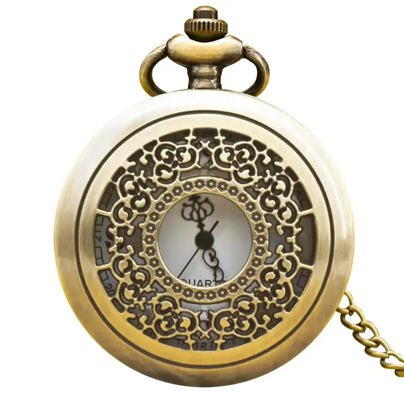 Vintage Hollow Classic Window Dial Quartz Pocket Watch Cool Black Chinese Aristocratic Style - Image 3