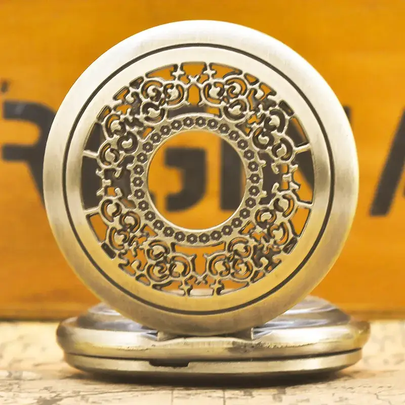 Vintage Hollow Classic Window Dial Quartz Pocket Watch Cool Black Chinese Aristocratic Style — feature 14