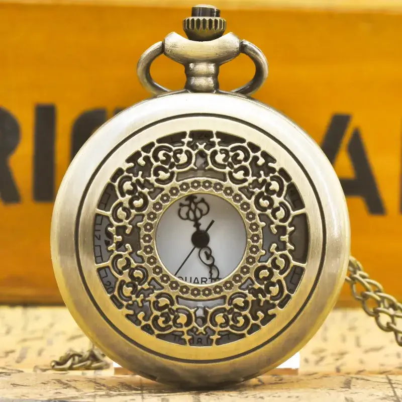 Vintage Hollow Classic Window Dial Quartz Pocket Watch Cool Black Chinese Aristocratic Style — feature 15
