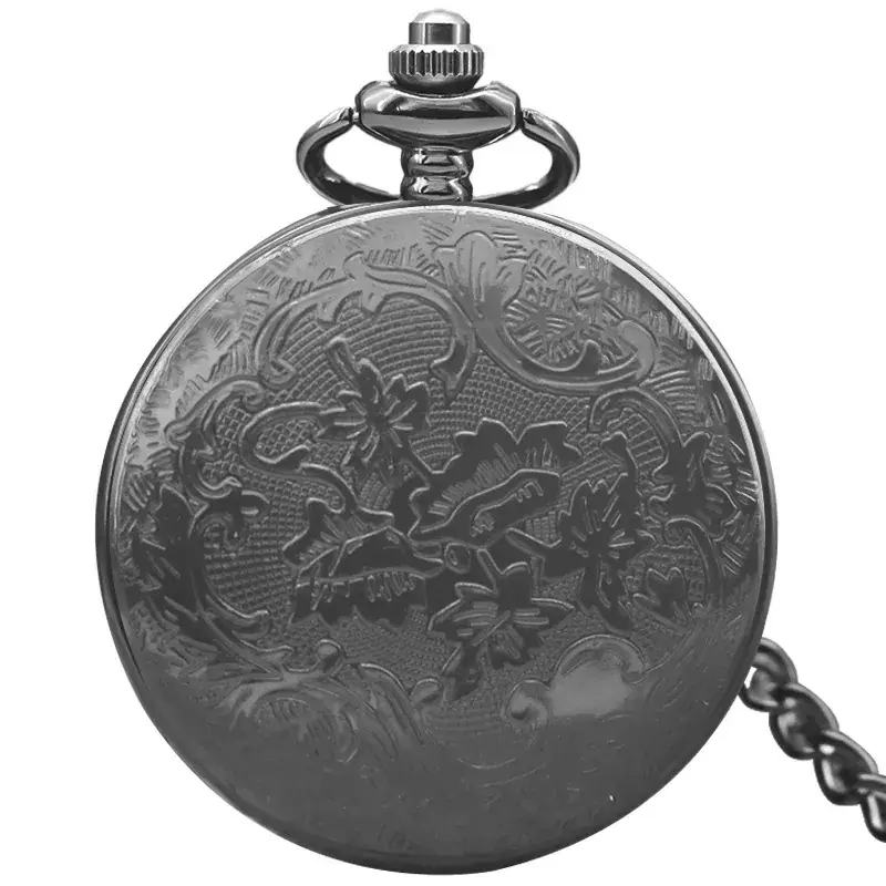 Vintage Hollow Classic Window Dial Quartz Pocket Watch Cool Black Chinese Aristocratic Style — feature 5