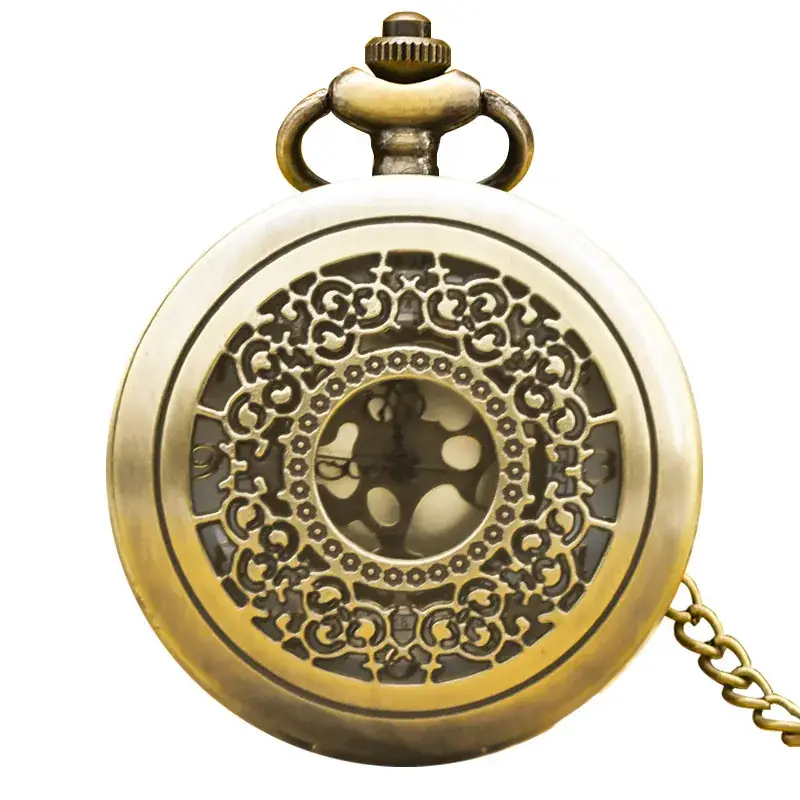 Vintage Hollow Classic Window Dial Quartz Pocket Watch Cool Black Chinese Aristocratic Style - Image 4