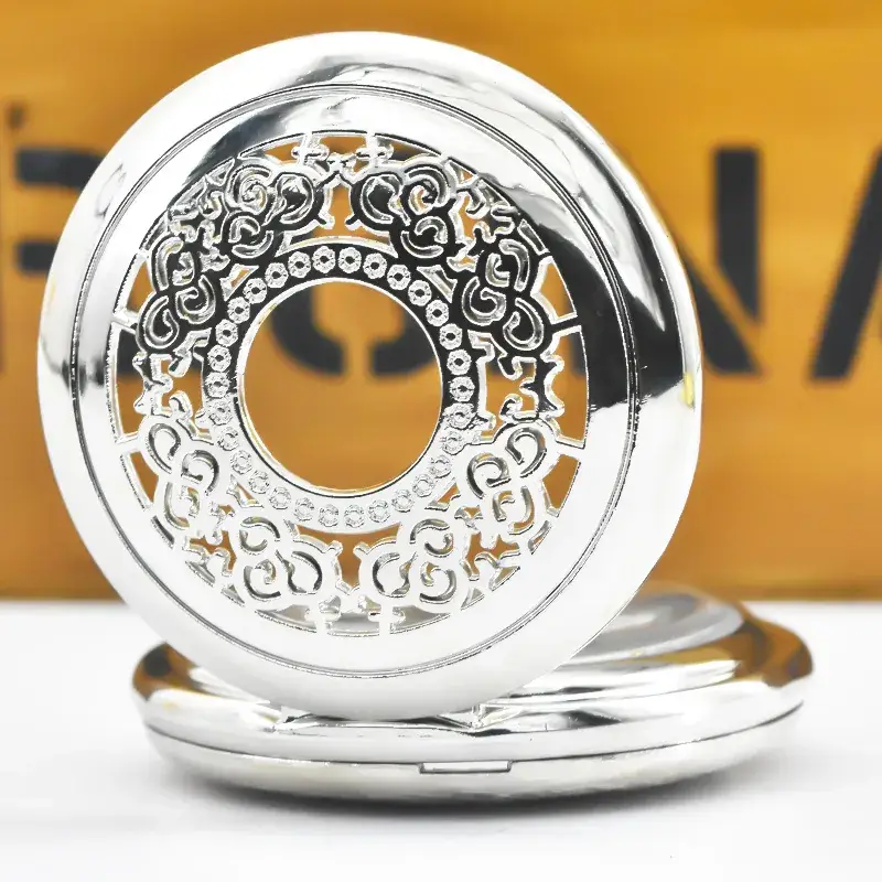 Vintage Hollow Classic Window Dial Quartz Pocket Watch Cool Black Chinese Aristocratic Style - Image 5