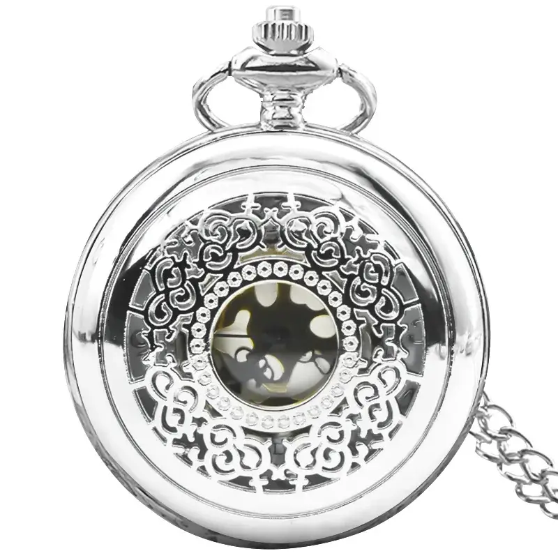 Vintage Hollow Classic Window Dial Quartz Pocket Watch Cool Black Chinese Aristocratic Style - Image 6