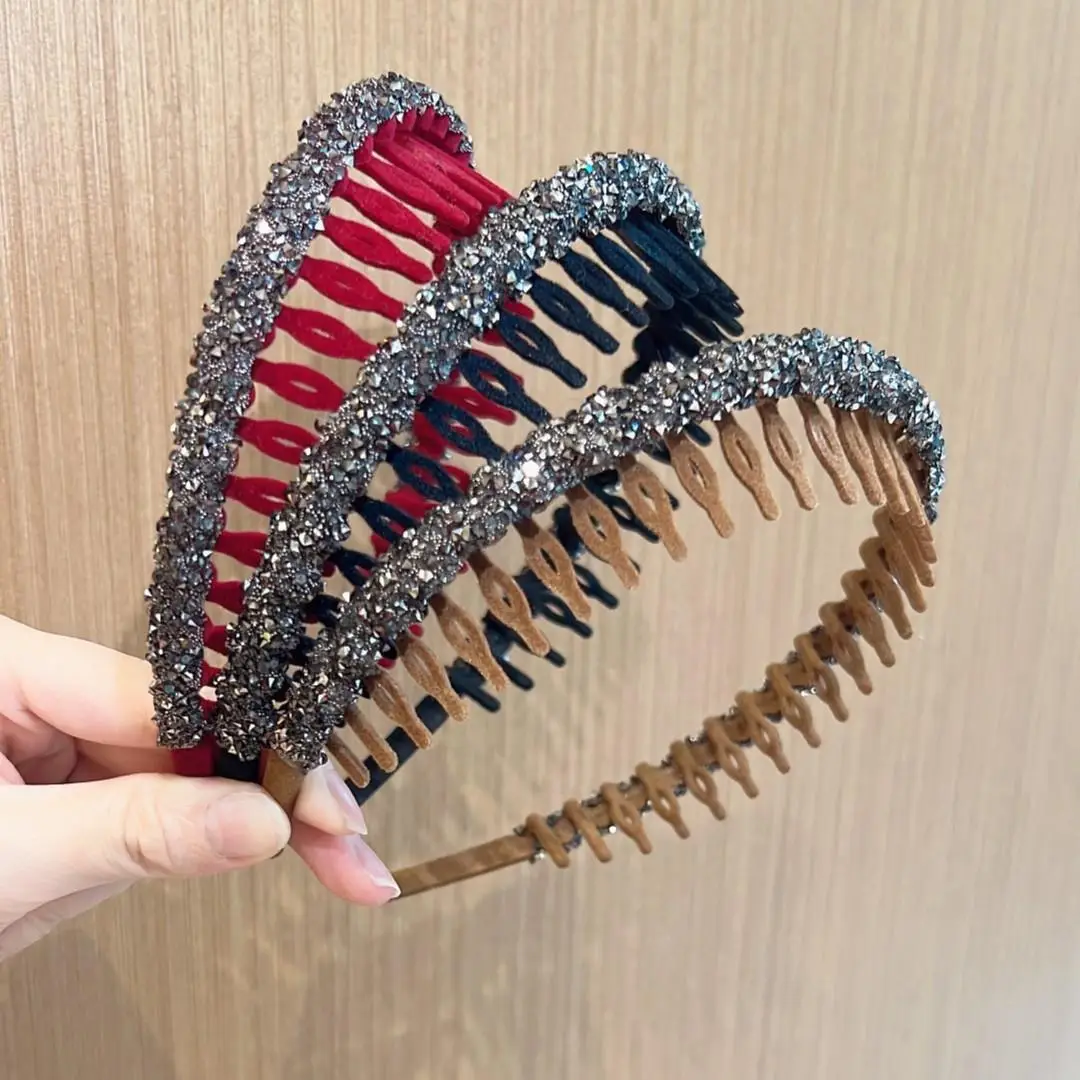 Vintage Rhinestone Hairband with Teeth for Women