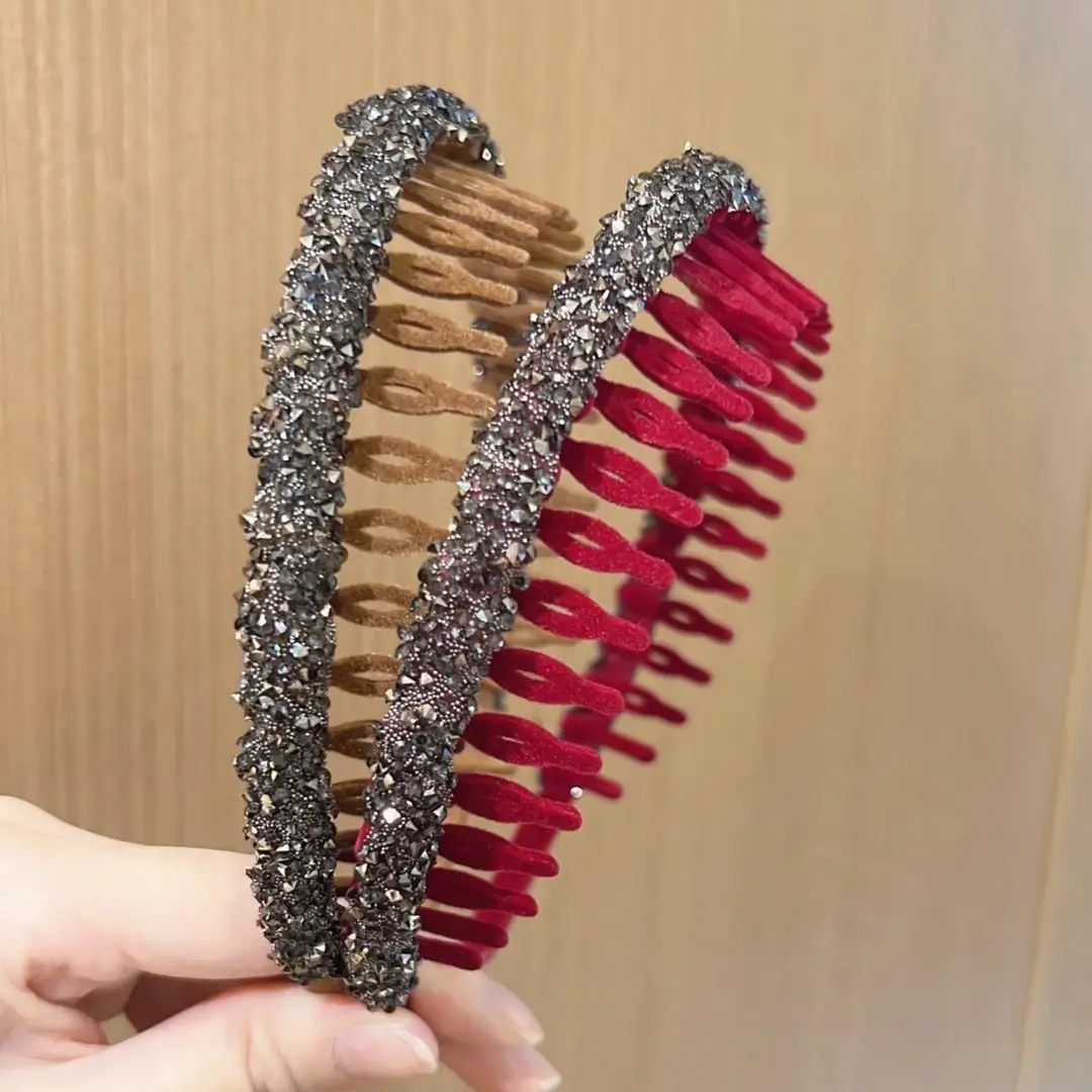 Vintage Rhinestone Hairband with Teeth for Women