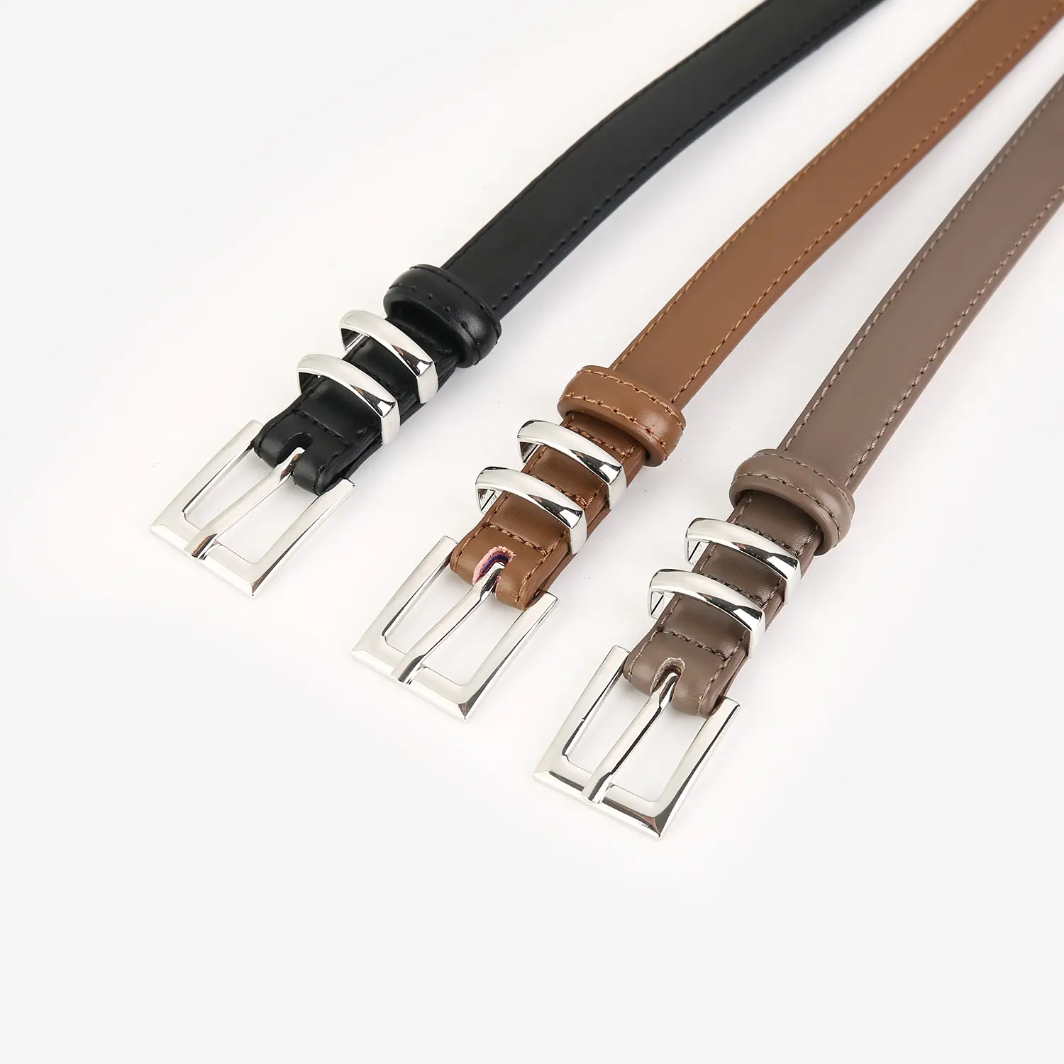 Brown Leather Belt for Men Women Couples Hong Kong Style Jeans