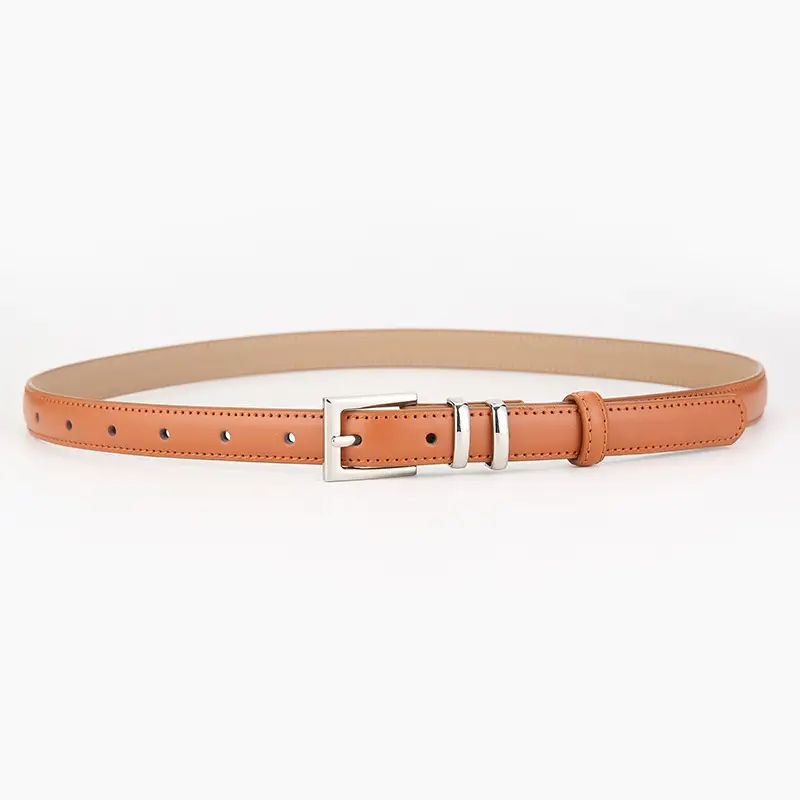 Brown Leather Belt for Men Women Couples Hong Kong Style Jeans — feature 12