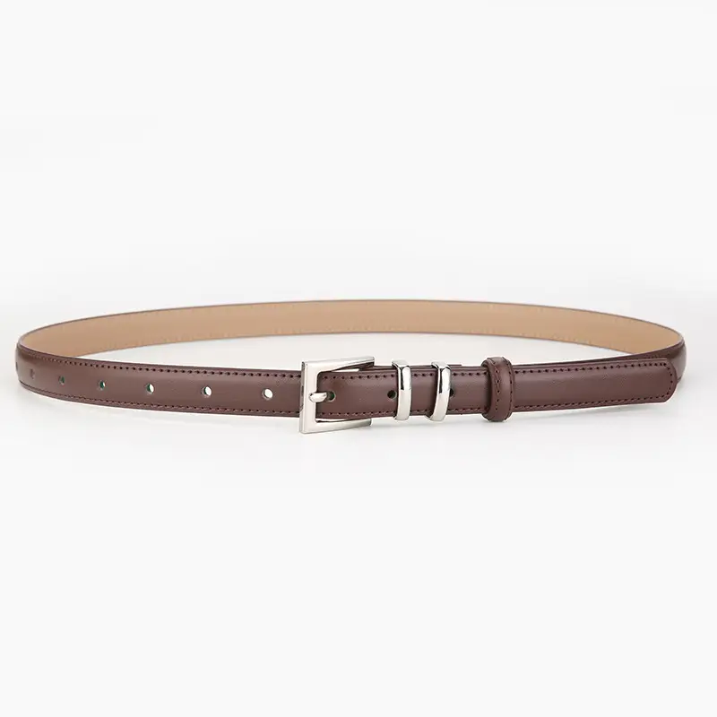 Brown Leather Belt for Men Women Couples Hong Kong Style Jeans