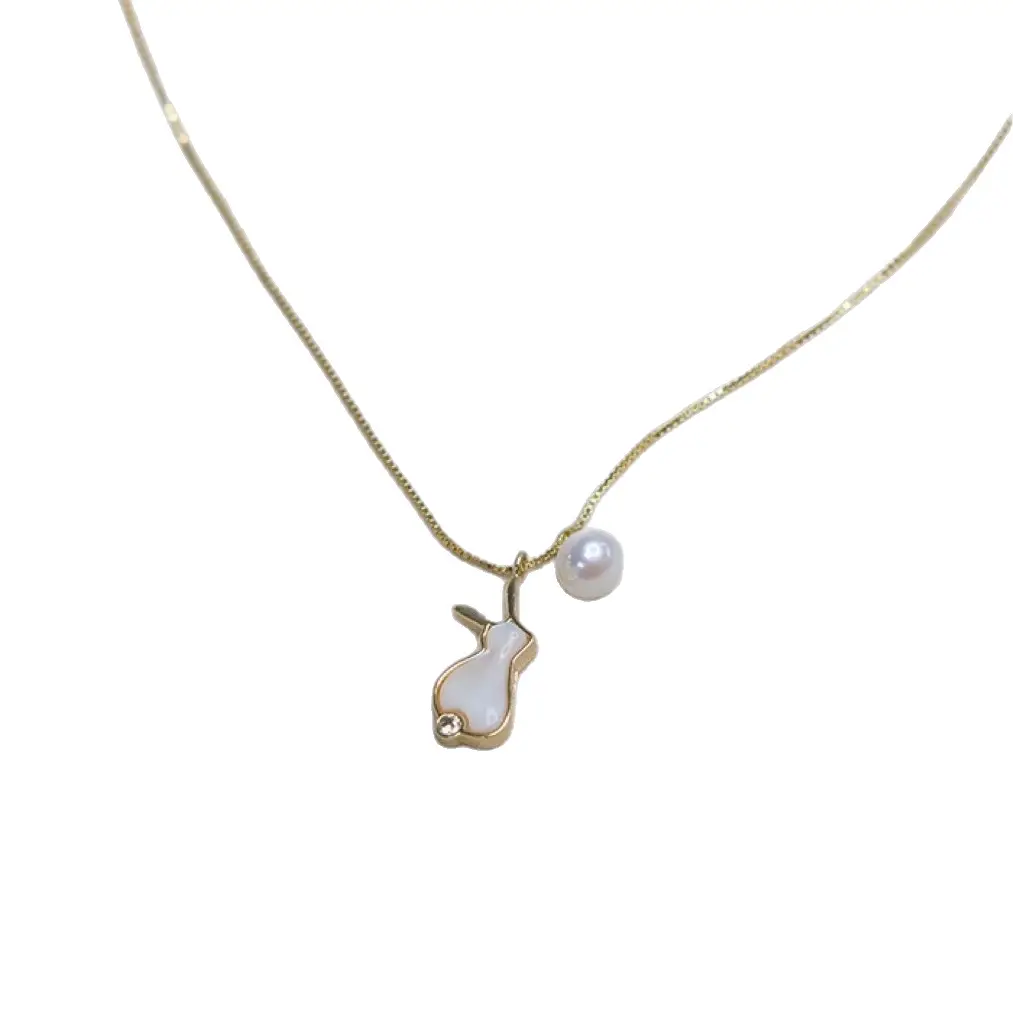 14K Gold Plated Pearl Pendant Necklace for Women