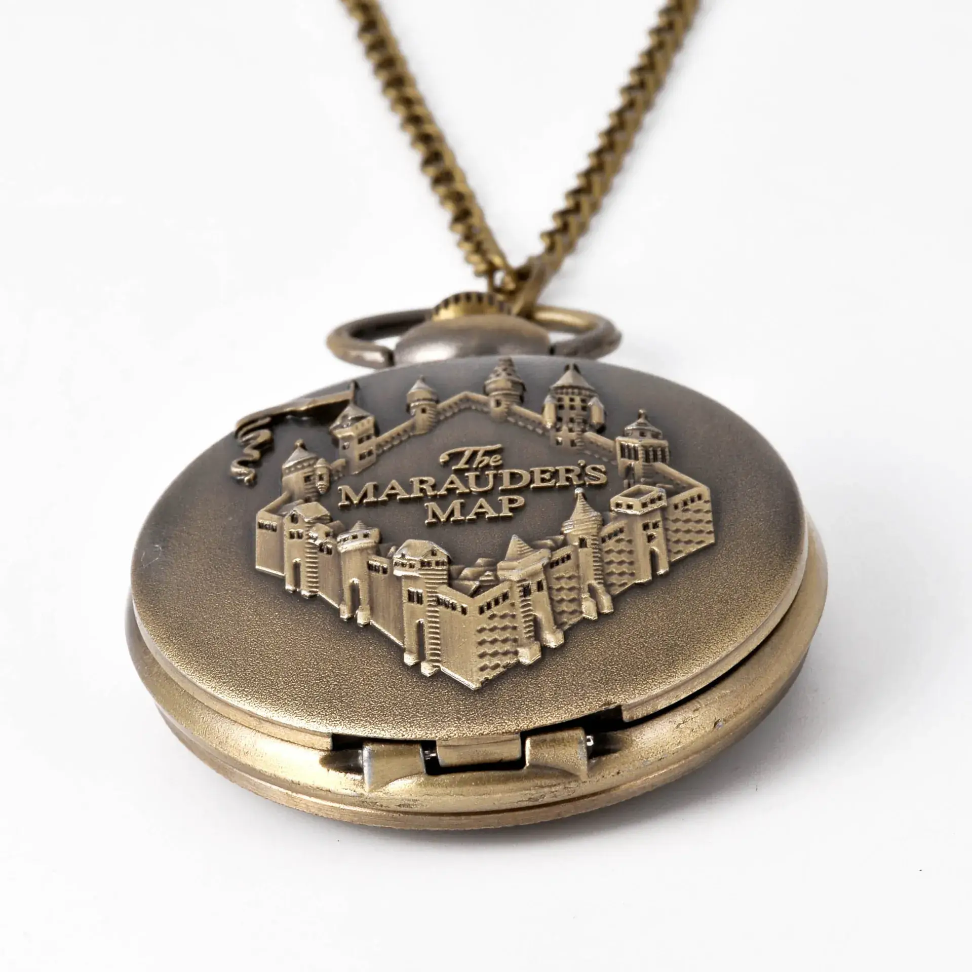 Bronze Walled Castle Pocket Watch with MARAUDERS MAP Design