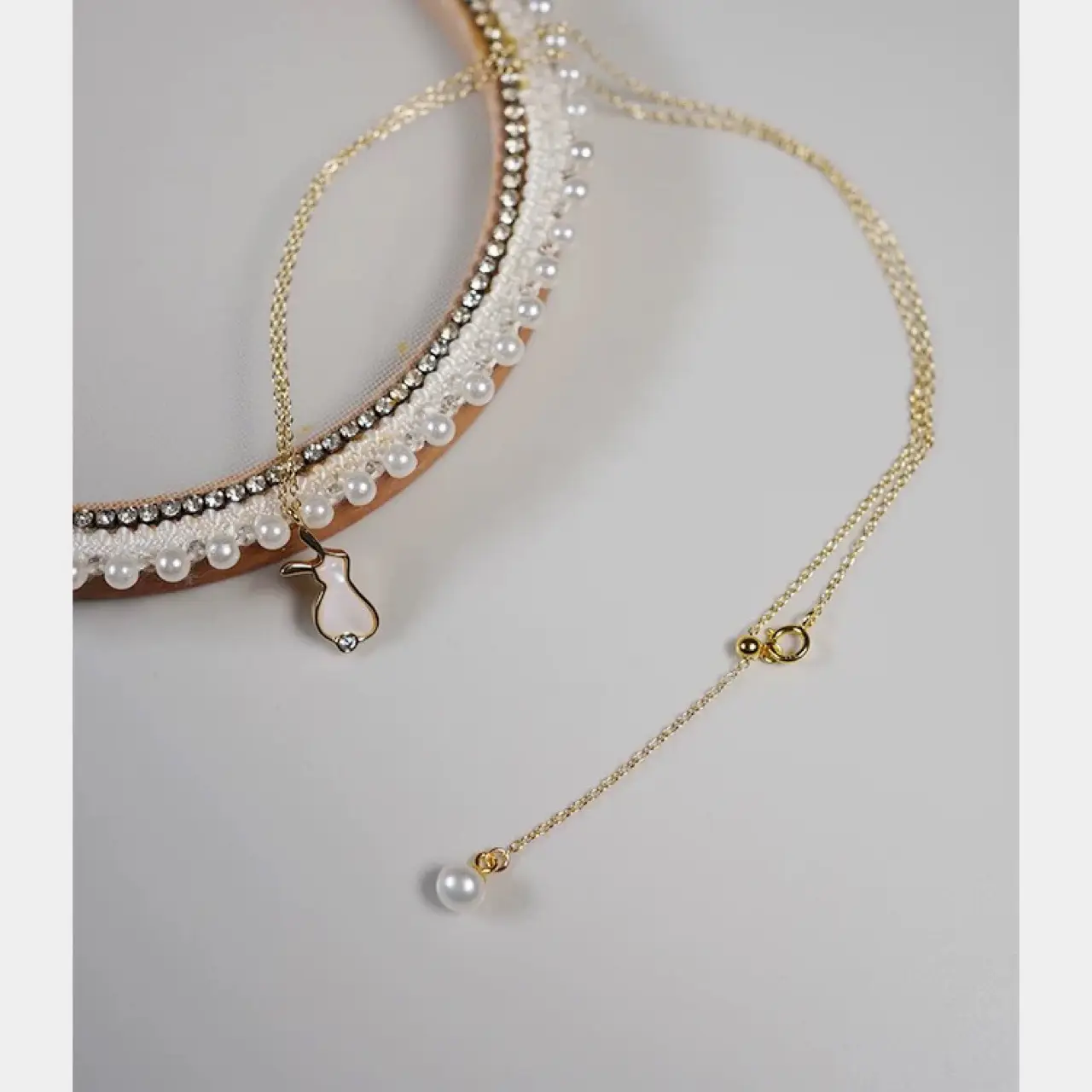 Cute Pearl Necklace for Girls Adjustable Chain
