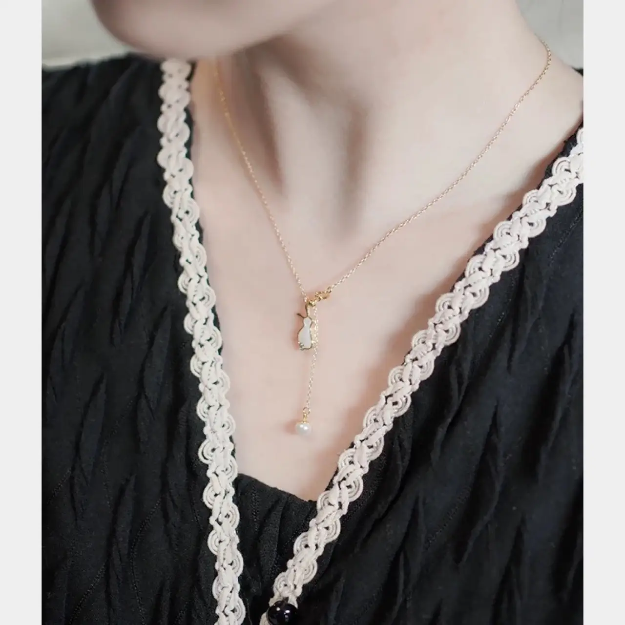 Cute Pearl Necklace for Girls Adjustable Chain