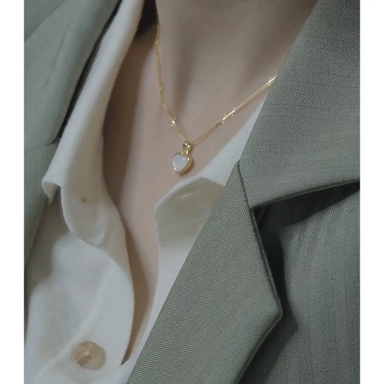 Peach Heart Necklace for Women 14K Gold - Image 2