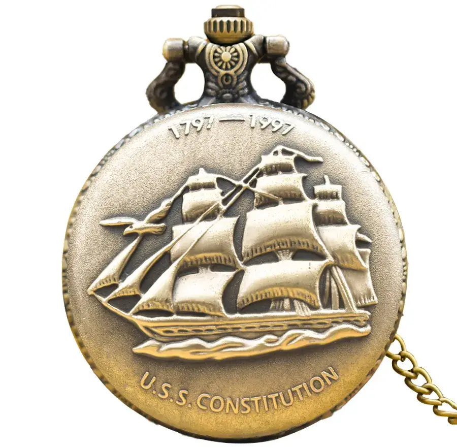 Ancient Gold Plated Pocket Watch with Crown Design — feature 1
