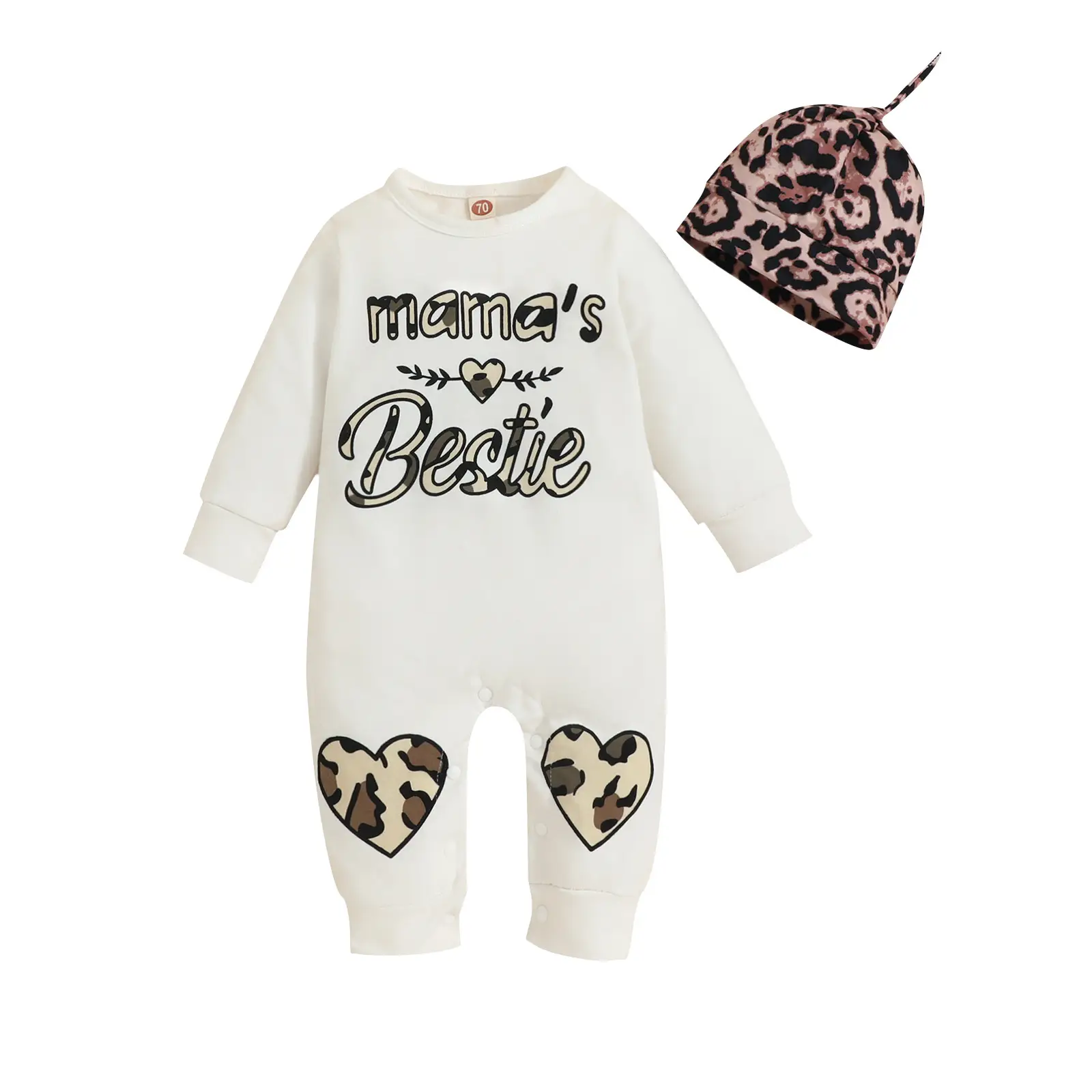 Baby Love Long Sleeve Cotton Climbing Suit White Heart Design — feature 2