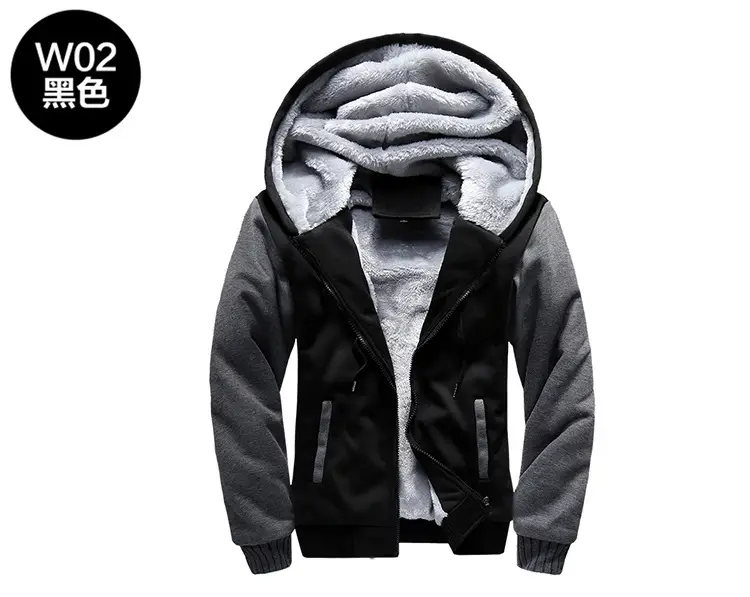 Men's Black Grey Hooded Fleece Jacket Large Winter Sports — feature 12