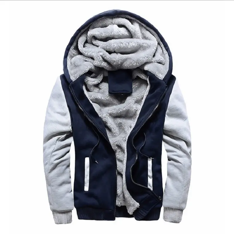 Men's Black Grey Hooded Fleece Jacket Large Winter Sports — feature 13