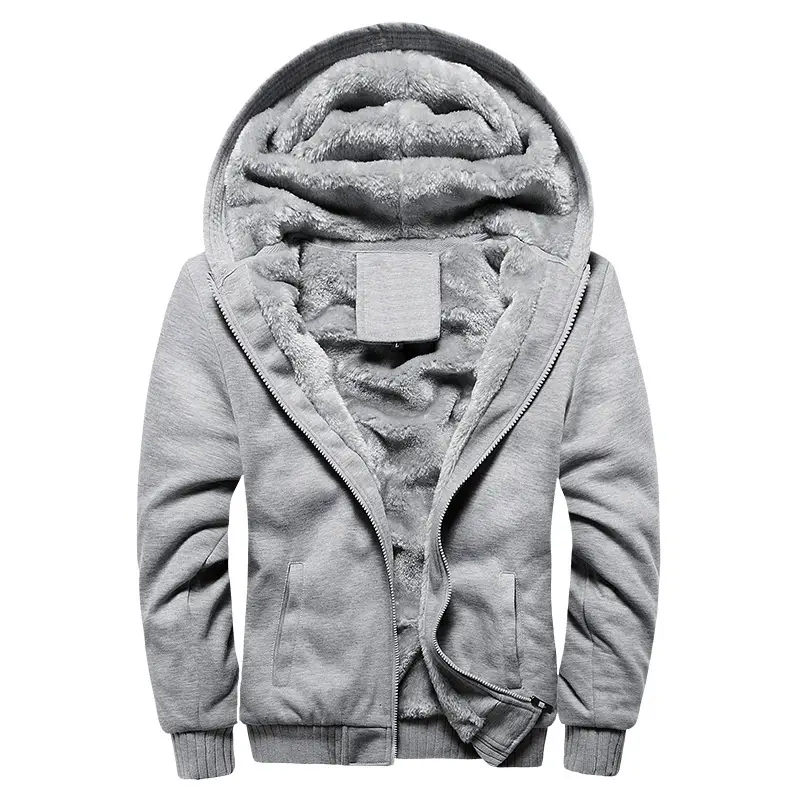 Men's Black Grey Hooded Fleece Jacket Large Winter Sports — feature 6