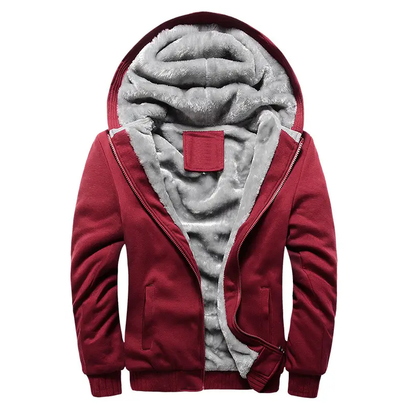 Men's Black Grey Hooded Fleece Jacket Large Winter Sports — feature 7