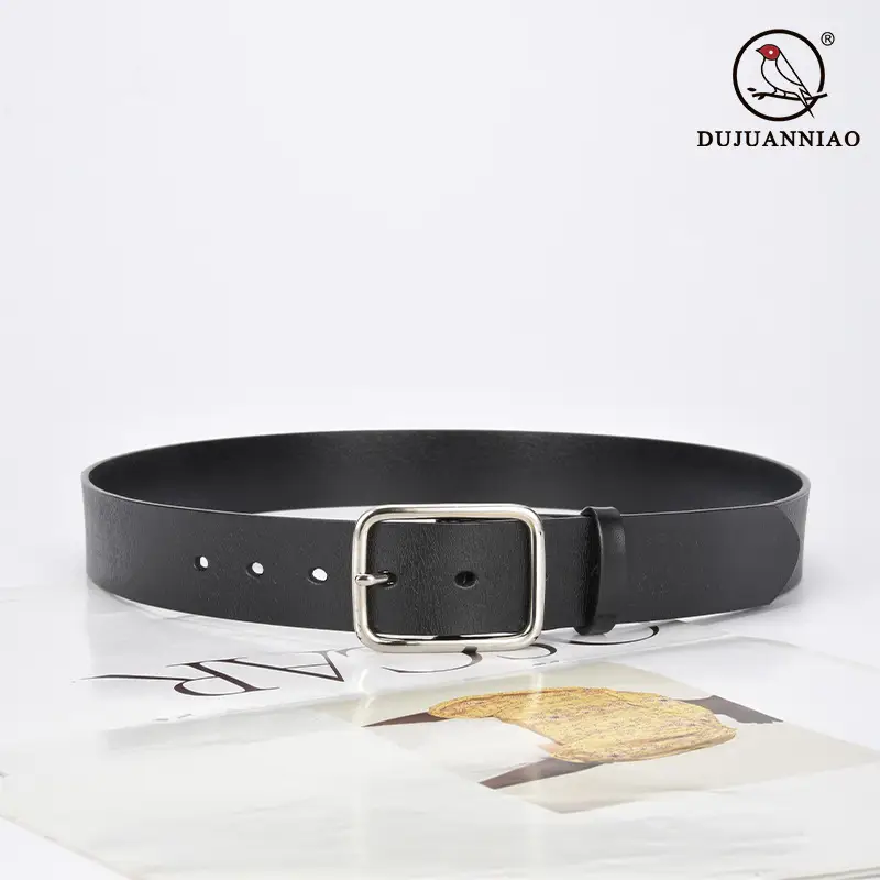 Women Genuine Leather Belt with Pin Buckle Brown Black