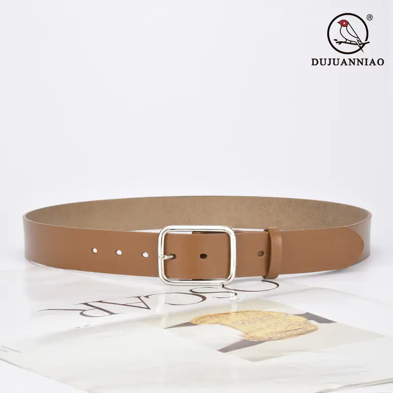 Women Genuine Leather Belt with Pin Buckle Brown Black