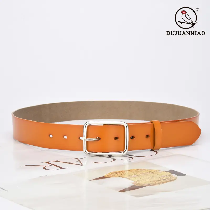 Women Genuine Leather Belt with Pin Buckle Brown Black
